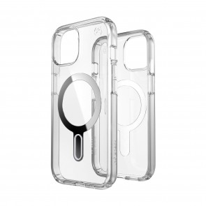 Speck iPhone 16e/15 PRESIDIO CLEAR CLEAR/CLEAR/CHROME FINISH/SERENE SILVER