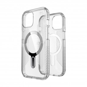 Speck iPhone 16e/15 PRESIDIO CLEAR GRIP CLEAR/CLEAR/CHROME FINISH/SERENE SILVER