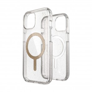 Speck iPhone 16e/15 PRESIDIO LUX CLEAR/CLEAR/GOLD GLITTER/BEIGE SWEATER