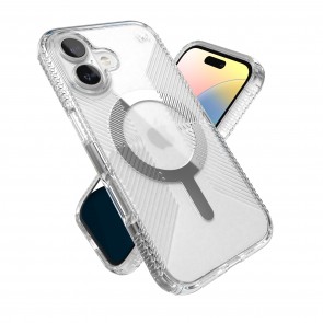 Speck iPhone 16 PRESIDIO PERFECT CLEAR GRIP +MS Clear/Chrome