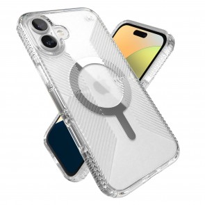 Speck iPhone 16 Plus PRESIDIO PERFECT CLEAR GRIP +MS Clear/Chrome
