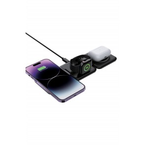 MOXYO 3-in-1 Wireless Foldable Charger, Black