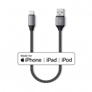 SATECHI USB-A to Lightning Short Cable - 10 IN (25 CM) Space Grey