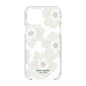 Kate Spade New York Protective Hardshell Case (1-PC Comold) for iPhone 12 Pro Max - Hollyhock Floral Clear/Cream with Stones