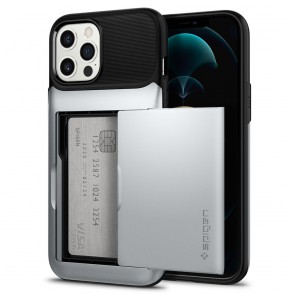 Spigen iPhone 12 Pro Max Case Slim Armor Wallet Satin Silver