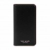 Kate Spade New York Folio Case for iPhone 14 Plus - Black/Pale Vellum Bumper/Pale Vellum Logo